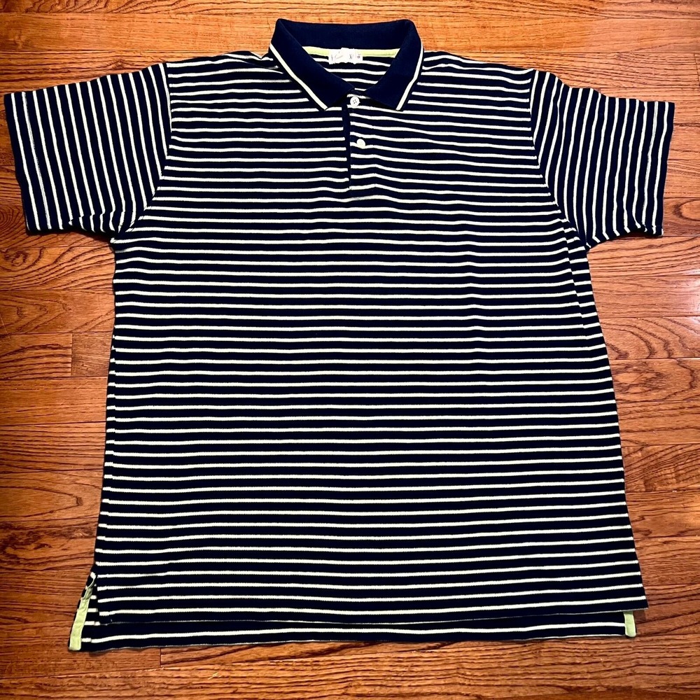 J.Crew Polo Shirt Mens XL Oarsman Blue Green Stripe Golf S/S Casual 100% Cotton